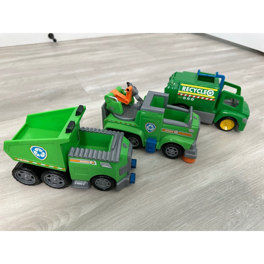 Paw Patrol Rocky Recycling Truck Vehicle Toys Bundle Lot‎ of 3 Kids